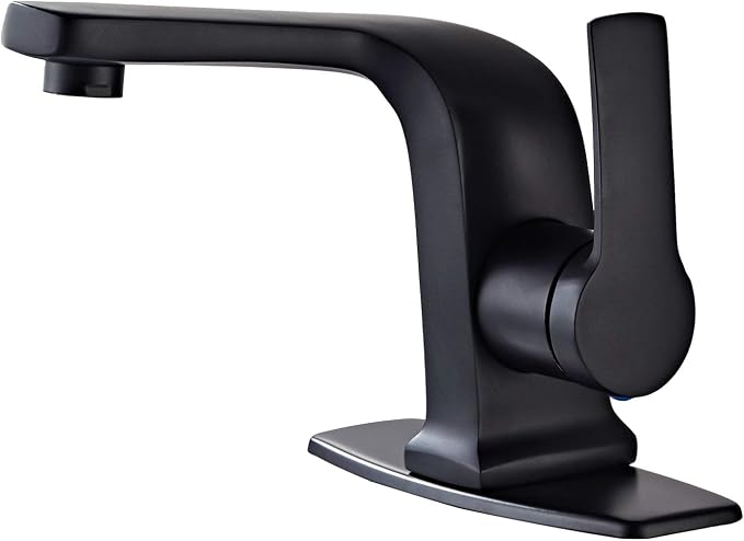 Modern Black Bathroom Faucet, Single Handle Commercial Bathroom Sink Faucet by KOHONBY