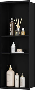 Neodrain 12X30 in Shower Niche, Matte Black 3 Layers Shower Shelf Stainless by Neodrain