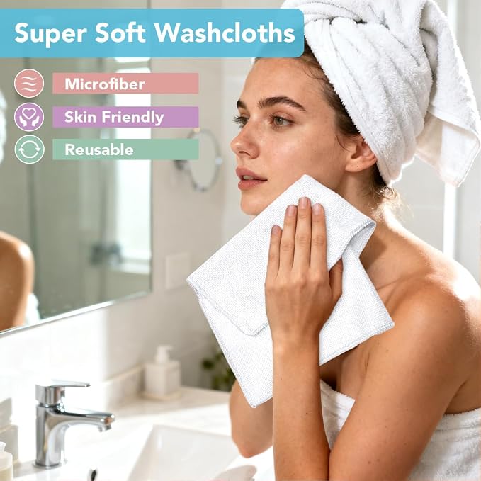 Orighty Washcloths Towels Set 20 Pack, Highly Absorbent and Soft Feel - Image 2