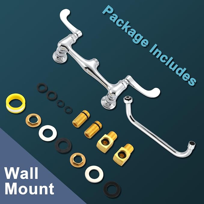 Wall Mount Commercial Sink Faucet Long Handles Wall Mounted Kitchen Faucet 8 - Image 8