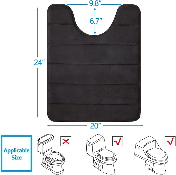 Buganda Memory Foam U-Shaped Contour Toilet Rugs, Non Slip Absorbent, Thick - Image 2