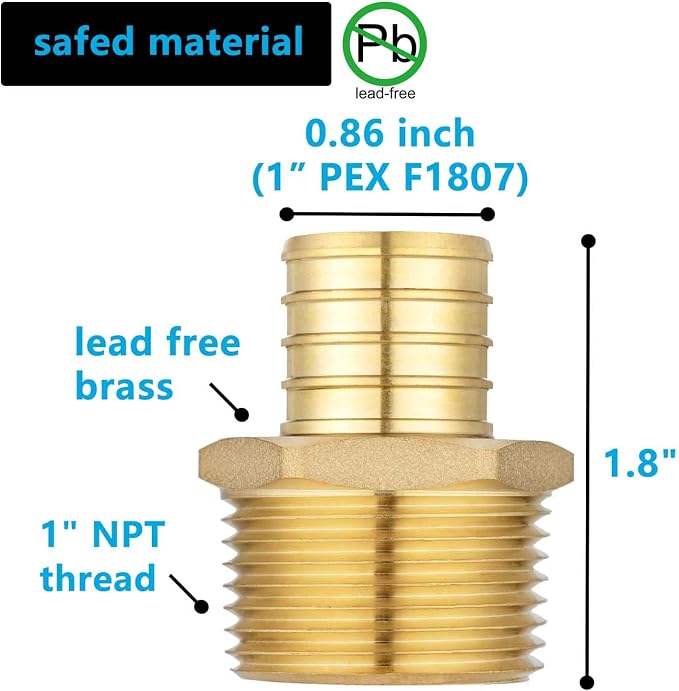 Lidertik PEX Fittings 1 Inch Male NPT Adapter - Image 4