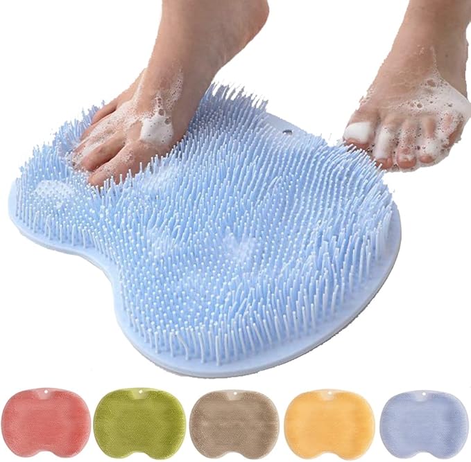 Shower Foot Scrubber Mat with Non-Slip Suction Cups, Foot Back Cleaning Pad by Soputry