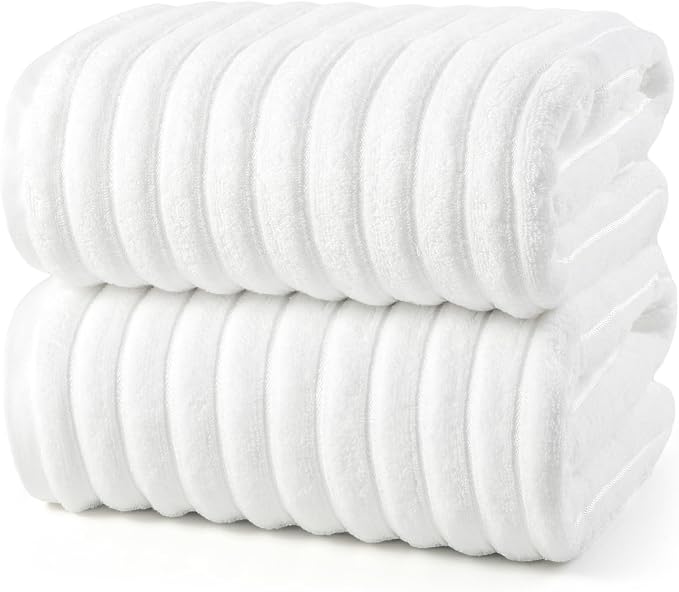 REDKISS 2 Pack Large Bath Towels 31×63 inches, 100% Cotton, Super Soft and by REDKISSOnline