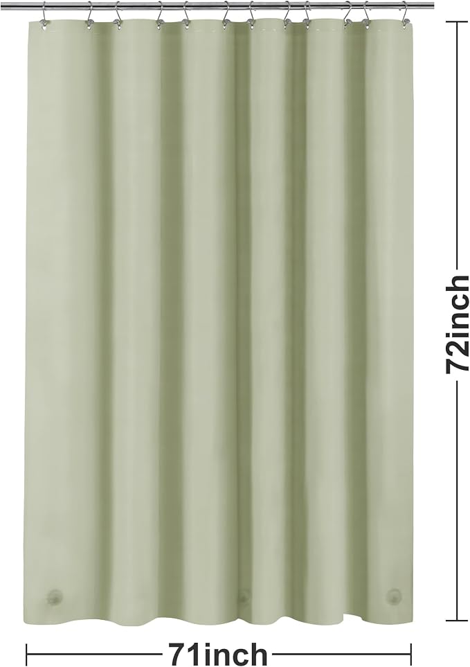 Sage Green Plastic Shower Curtain Liner - Image 7