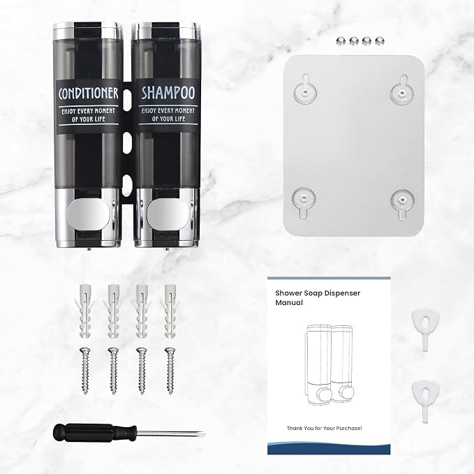 Shampoo and Conditioner Dispenser, GlintGath Shower Dispenser 2 Chamber No - Image 7