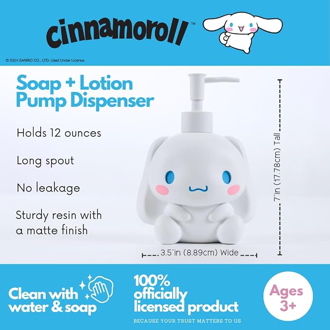 Cinnamoroll Soap/Lotion/Hand Sanitizer Resin Pump Dispenser, 12 Ounces - Image 2