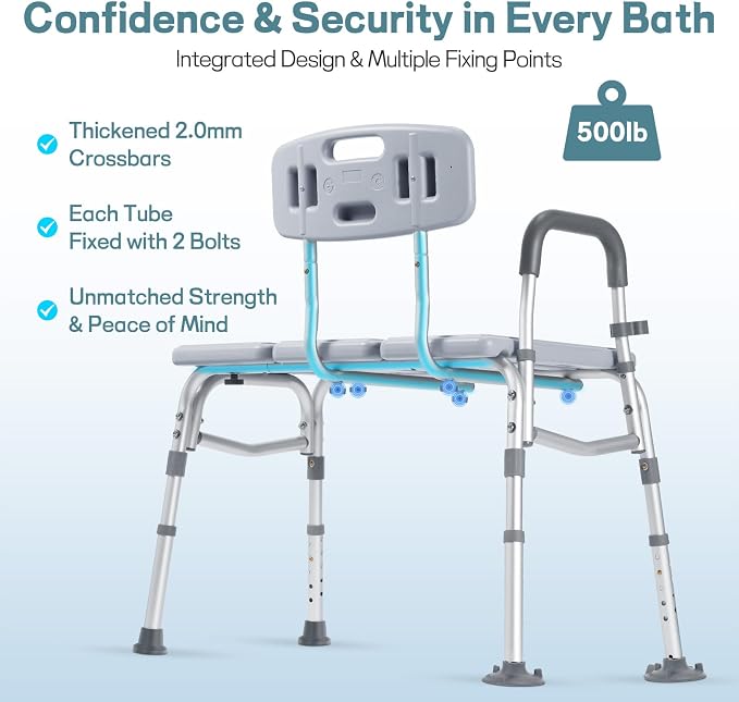 TABEKE Tub Transfer Bench for Bathtub, 500lb Shower Chair - Image 2