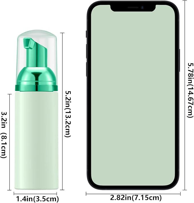 Lil Ray 2 Oz Empty Green Foam Pump Bottle, Travel Foamer Soap Dispenser - Image 6