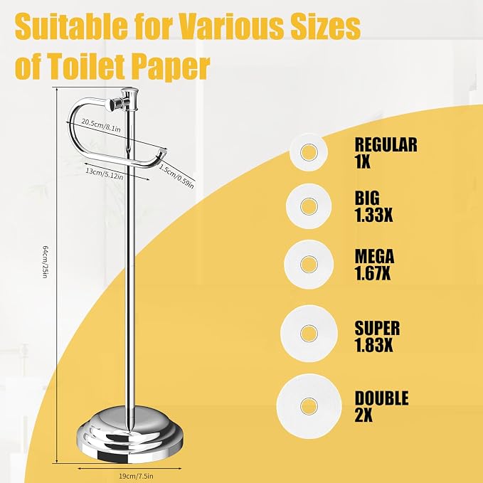 BESy Toilet Paper Holder Free Standing Bathroom Toilet Tissue Holder Stand - Image 8