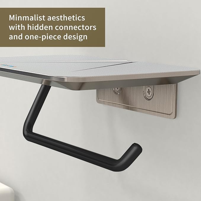 Toilet Paper Holder with Shelf, Stainless Steel Toilet Tissue Roll Holder - Image 4