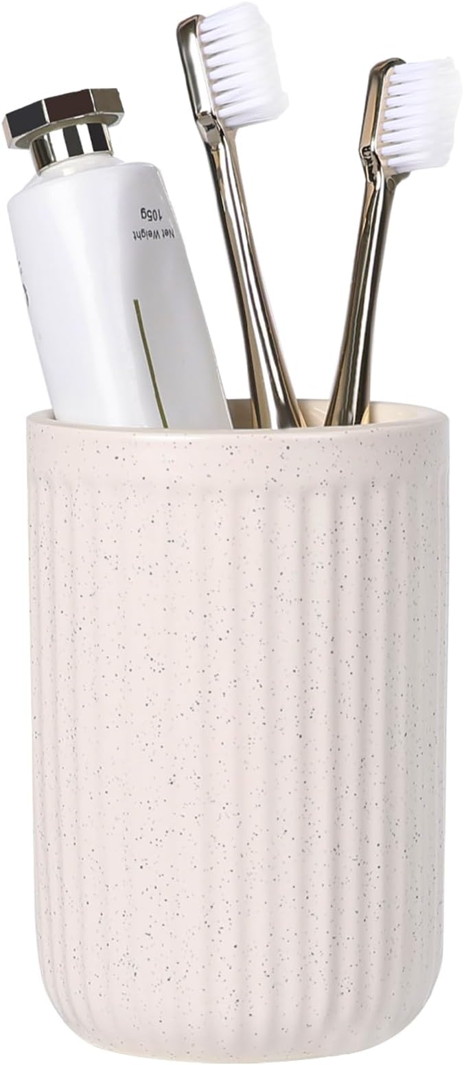 BosilunLife Ceramic Toothbrush Holder - 12oz Bathroom Toothbrush Holder Beige by BosilunLife