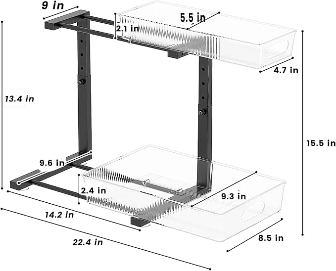 Under Sink Organizer, 2 Tier Pull Out Storage Organizer, Slide Out Storage Shelf - Image 3