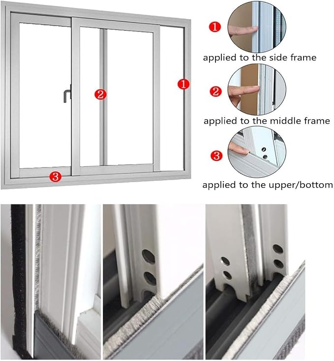 Door Weather Stripping Brush for Sliding Windows/Doors Frame Side, Pile Self - Image 7