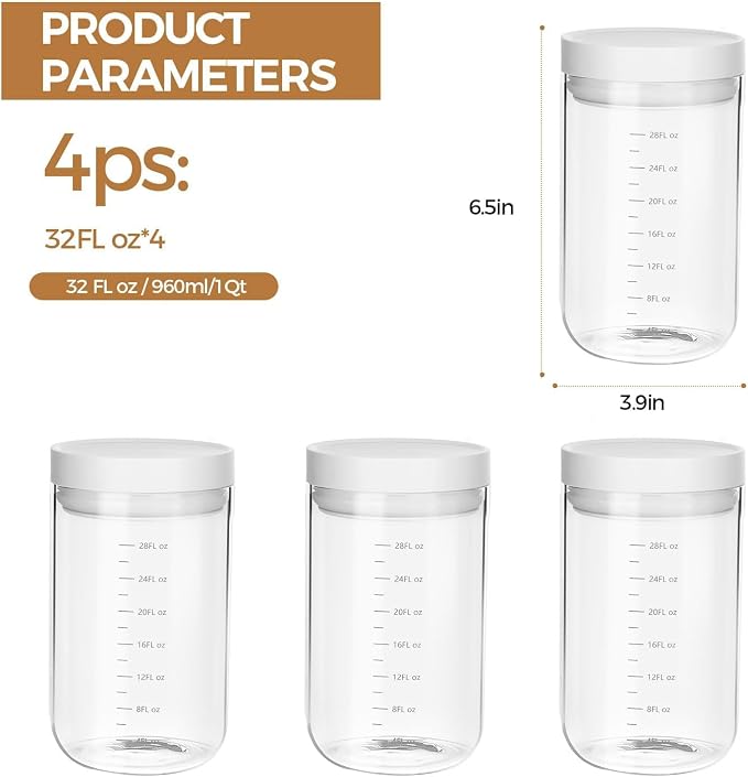 Danbark Set of 4 30oz Airtight Glass Storage Canisters - Image 2