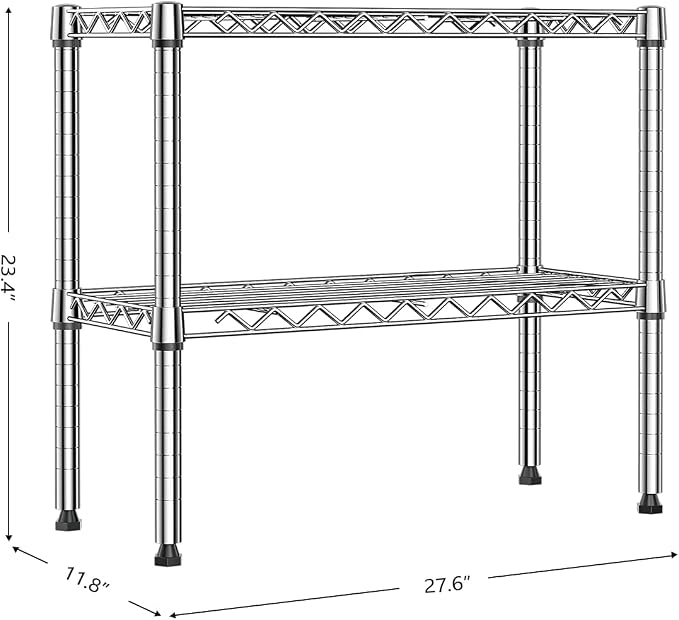 IZEUK 2 Tier Adjustable Metal Storage Shelving Unit, Heavy Duty Wire Rack - Image 3