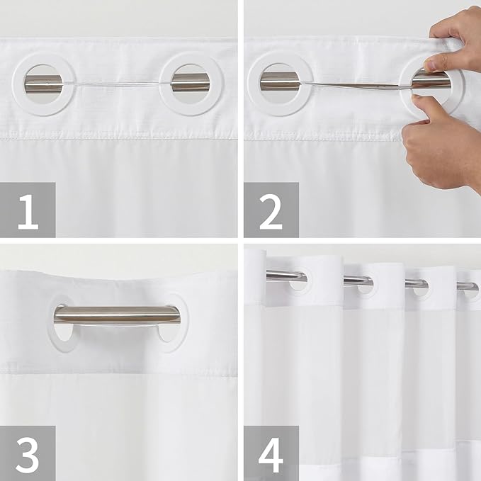 No Hooks Needed Linen Textured Shower Curtain - Image 4