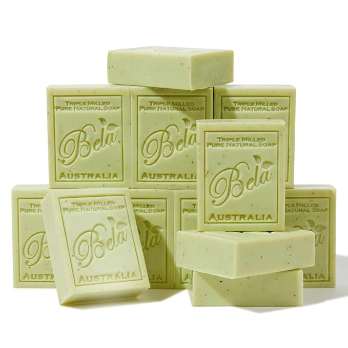 BELA Lemon Myrtle and Lemongrass Soap 3.3 OZ Pack of 12, Long Lasting French by BELAPURENATURALSOAPSANDODORELIMINATINGHOMEFRAGRANCES