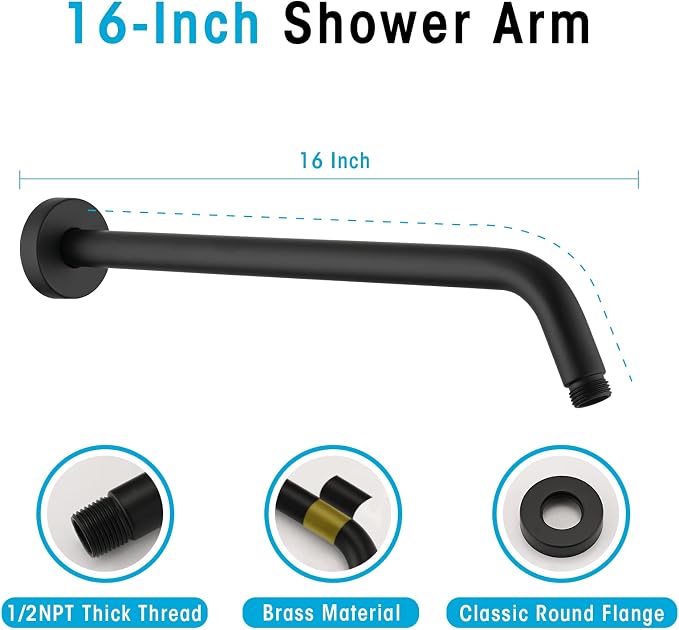 PROOX 3 Handle Tub Shower Faucet Set, Matte Black Bathtub Shower Faucets - Image 5