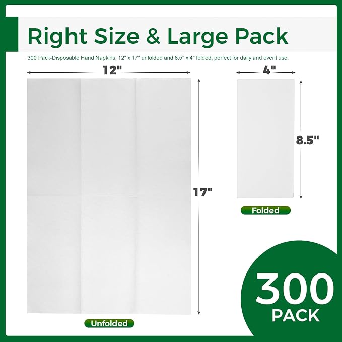 Charmount 300 Pack Disposable Paper Hand Towels Bulk, Linen-Feel Napkins Wedding - Image 2