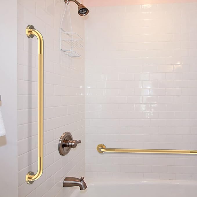 36 Inch Anti Slip Shower Grab Bar Gold, Munzong 2 Pack Bathroom Grab Bar - Image 5