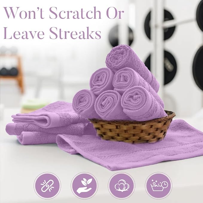 DAN RIVER 12-Pack Premium 100% Cotton Lavendar Face Towels – Reusable Face - Image 6