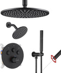 VANFOXLE Thermostatic Shower Faucet Set Matte Black Shower System, Push Button by VANFOXLE