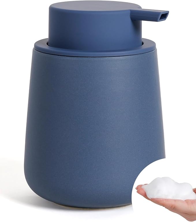 Bosilunlife Ceramic Foaming Soap Dispenser - 12oz Nave Blue Foam Hand Wash by BosilunLife