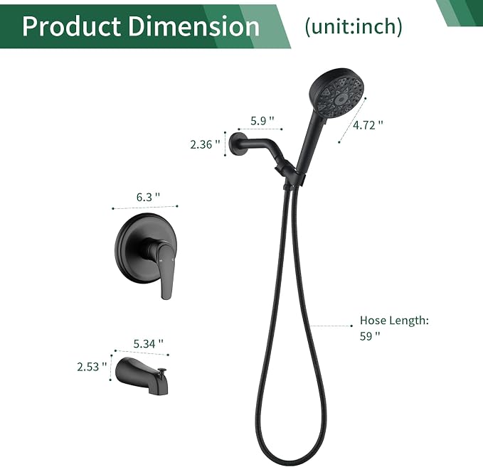 Shower Faucet Set with Tub Spout Tub and Shower Faucet Set Complete with - Image 8