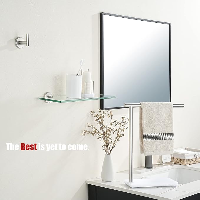JQK Bathroom Glass Shelf, Tempered Glass Shower Storage 14 by 5 inches - Image 4