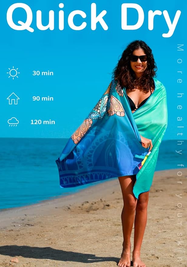 6 Pack Microfiber Lightweight Beach Towel Sand Free Quick Dry Absorbent Thin - Image 5