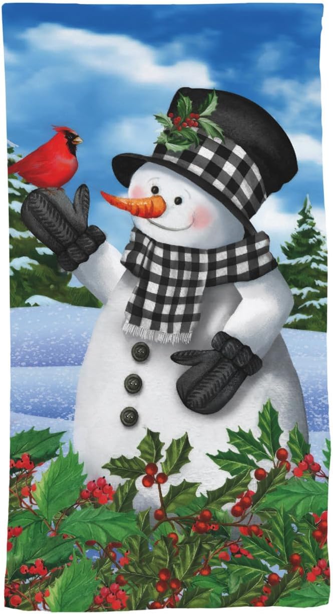 Briarwood Lane Checkered Snowman Cotton Hand Towel by BriarwoodLane
