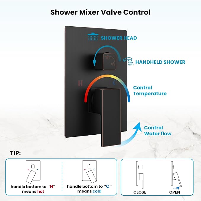 gotonovo Rainfall Bathroom Shower System Rain Shower Head and Handle Set Wall - Image 4