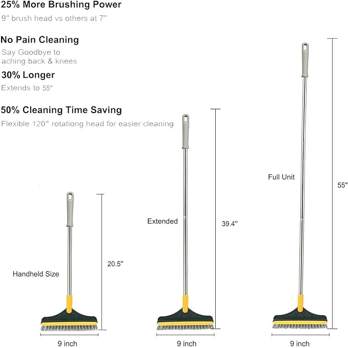 2 in 1 Cleaning Floor Scrub Brush Floor Brush Scrubber New Upgraded 53.5" Long - Image 6