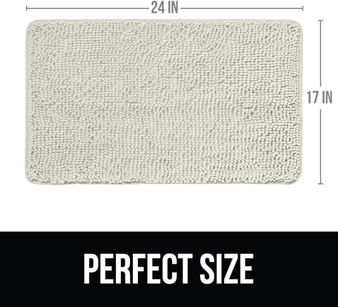 KANGAROO Bathroom Rugs, Chenille Soft Absorbent Bath Rug, Shaggy Shower Mat - Image 2