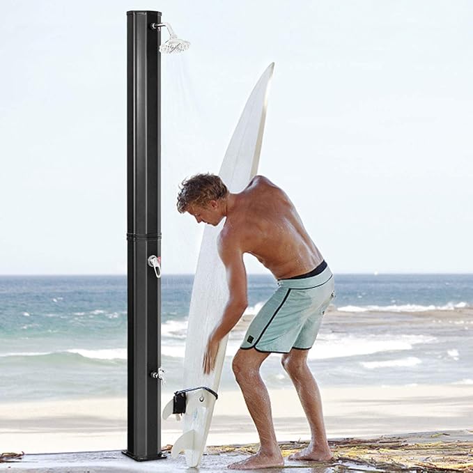 Giantex 7.2Ft 9.3 Gallon 2-Section Solar Heated Shower W/Shower Head Outdoor - Image 2