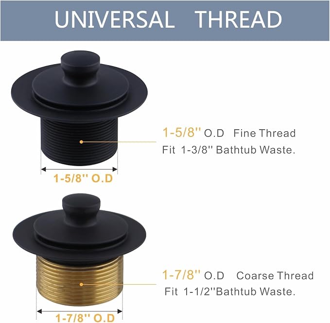 Black tub Drain Lift &Turn Tub Trim Set - Image 2