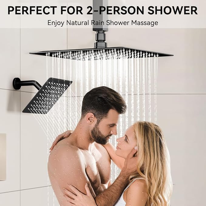 Shower Faucet Set Matte Black Shower System, STARBATH 12+6" Dual Rain Shower - Image 3