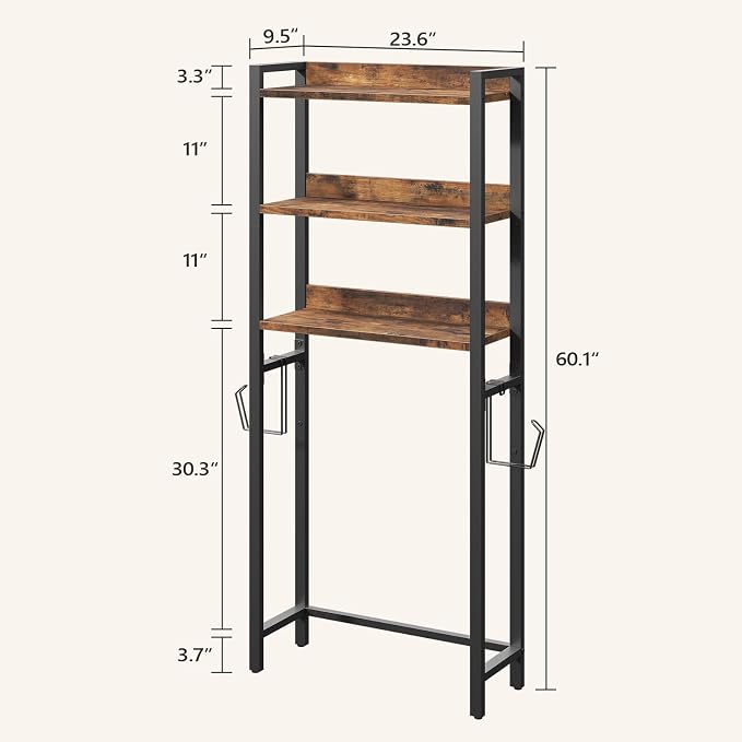 Over The Toilet Storage Rack, 3 Tier Bathroom Organizer Over Toilet, - Image 2