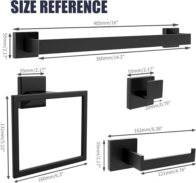 Bathroom Hardware Accessories Set: 5-Pieces Bath Towel Bar Set, Towel Racks - Image 4