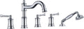 Roman Tub Faucet Set With Handheld Shower 5 Hole Deck Mount Tub Filler With by WINKEAR