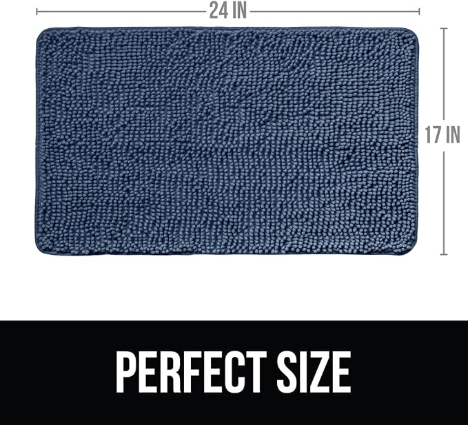 KANGAROO Bathroom Rugs, Chenille Soft Absorbent Bath Rug, Shaggy Shower Mat - Image 2