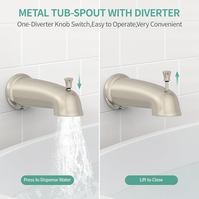SR SUN RISE Shower System with Tub Spout Rain Shower Tub Set, High Pressure - Image 8