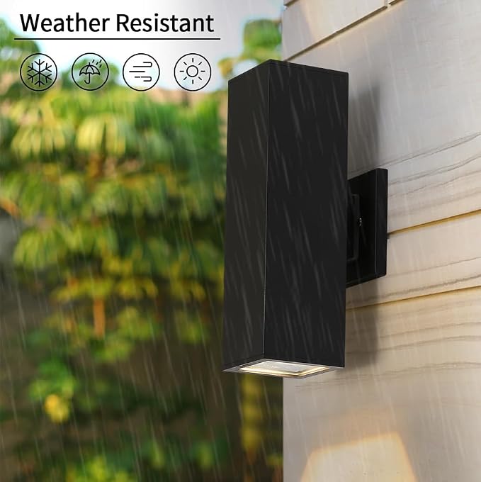 Cerdeco Aluminum Modern Outdoor Wall Light, Exterior Outdoor Wall Sconce Up - Image 3