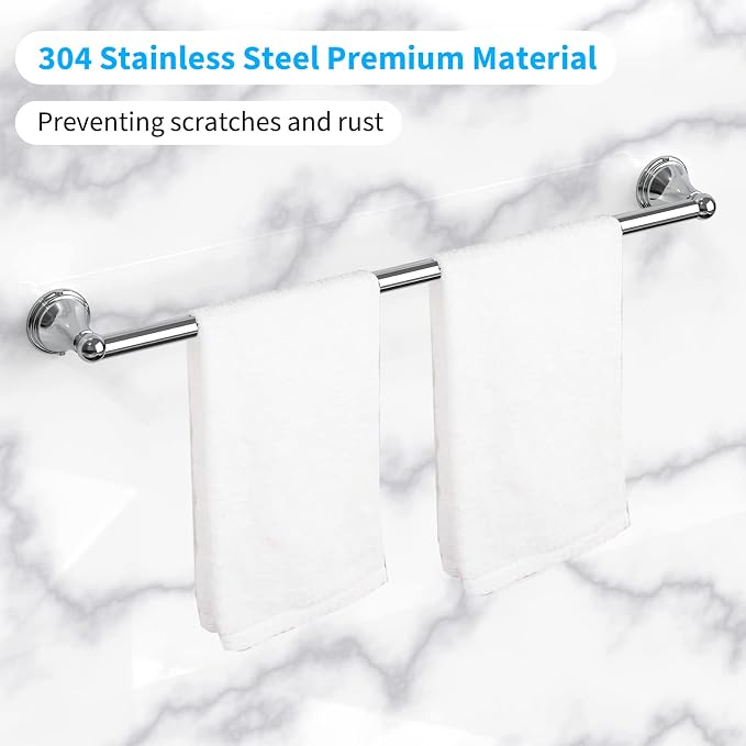 Newfun 8-Pieces Polished Chrome Bathroom Accessories Set, 24 Inch Bath Towel - Image 2