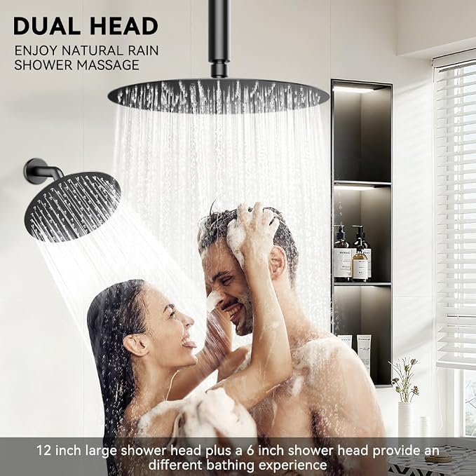 Shower Systems Shower Faucet Sets STARBATH 3 Way 12+6" Round Dual Rainfall - Image 6