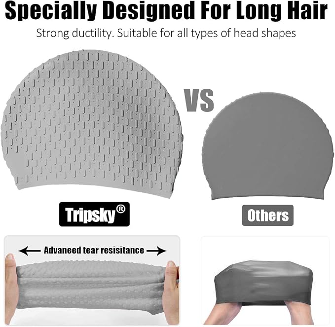 Tripsky Silicone Swim Cap, Comfortable Bathing Cap Ideal - Image 4