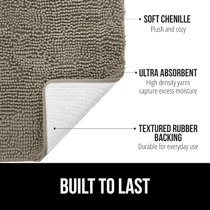 GORILLA GRIP Bath Rug Mat 30x20, Thick Soft Absorbent Chenille, Quick Dry - Image 2