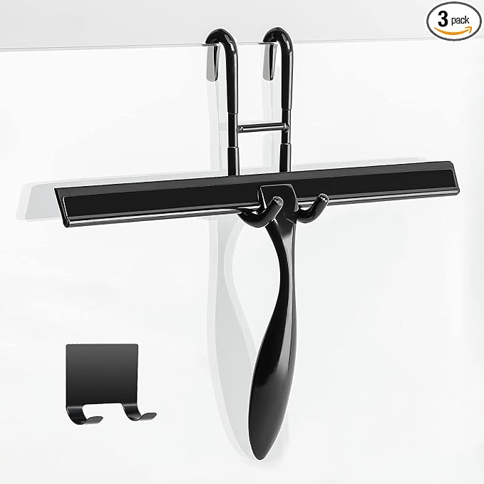 Simtive 12-Inch Shower Squeegee Set, Includes Shower Door Hook and Adhesive Hook by Simtive