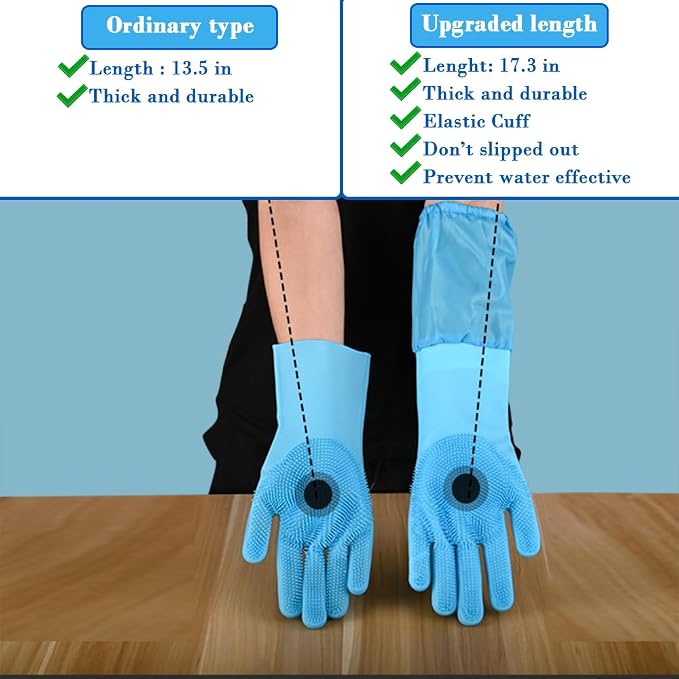 Pet Grooming Gloves Pet Hair Remover Cat, Dog Washing Gloves Silicone Heat - Image 2